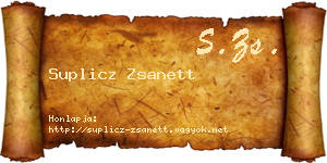 Suplicz Zsanett névjegykártya